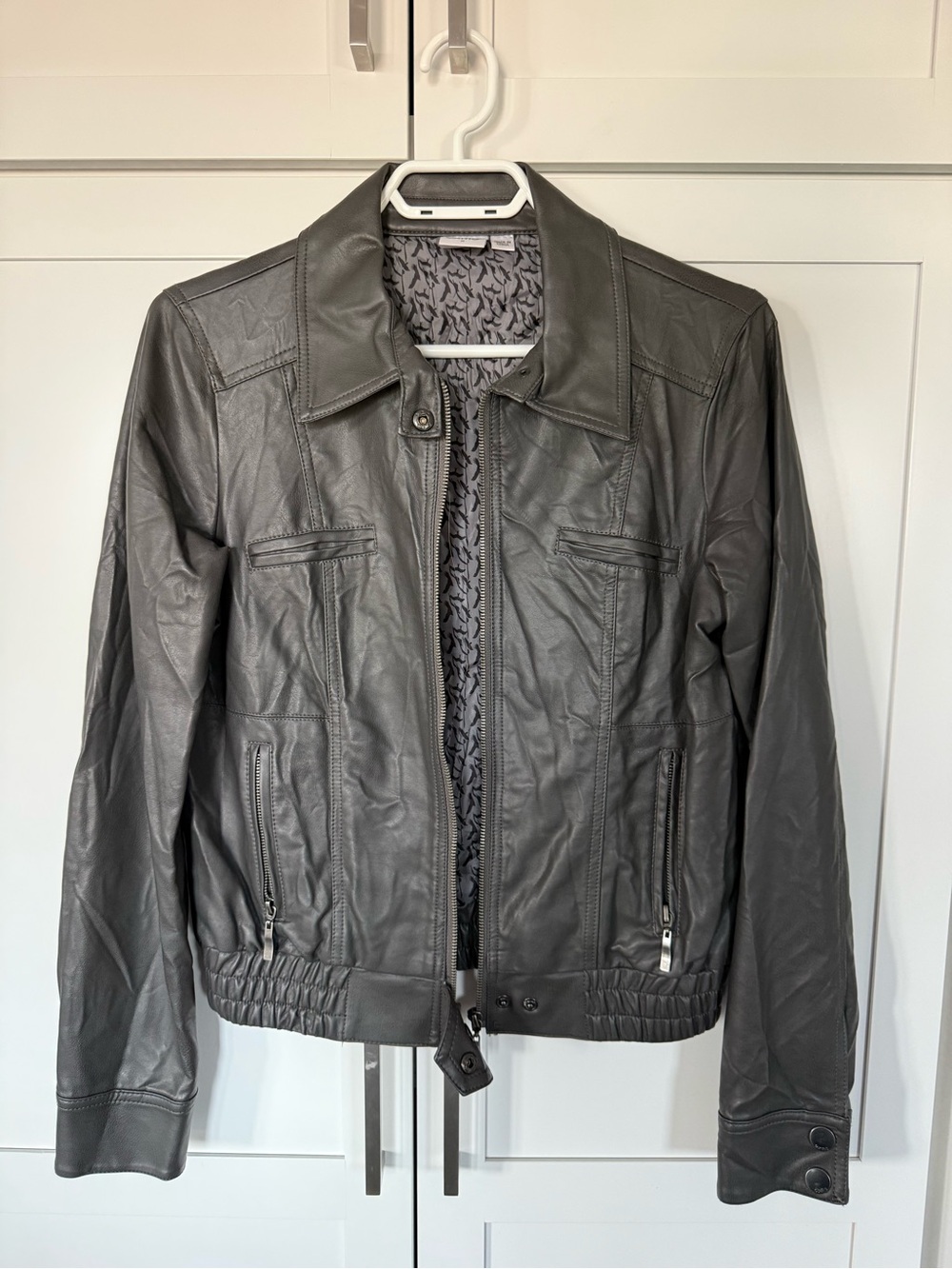 Slate gray Faux Leather Jacket - Women - Picture 5 of 14